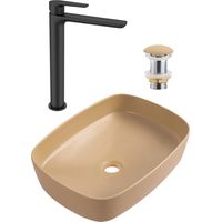 PixL 50x37,5x13,5 cm lavabo sobre encimera + SAT Mood grifo lavabo XL + válvula de desagüe Ceramia PixL (CEPX49MOMSAT285C)