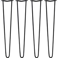 4 x 28" Hairpin Legs - 2 Prong - 10mm - Black