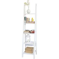 Sobuy – Étagère style échelle Bibliothèque 5 étages FRG101W – Panneau mélamine blanc – Dimensions L44cm x H180cm x P39cm – Charge 5kg/étagère