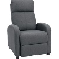Sillón reclinable acolchado con ángulo de inclinación de 135° y reposapiés de tela, 69x87x100,5 cm, gris.