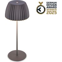 Briloner RIFFLE Lampada da tavolo LED senza fili IP44, dimmerabile, touch, batteria ricaricabile, vincitrice del German Design Award 2025, antracite, Ø14,5 x 36,5 cm