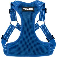 Voyager Verstellbares Hundegeschirr mit Reflektorstreifen by Best Pet Supplies - Strapazierfähige Ganzkörperweste ohne Zugkraft mit Leinen-D-Ring, atmungsaktiv, Königsblau, size S
