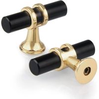 Pack of 10 Black Single-Hole T-Bar Drawer Knobs, Modern Zinc Alloy T-Handle Cabinet Door Single Hole Knobs for Kitchen Furniture Wardrobe Closet