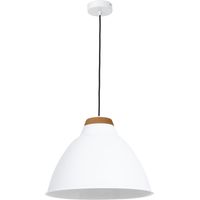 Lampada a sospensione Skal bianca legno chiaro E27 Luminex