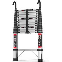 4.4-meter stainless steel ladder, foldable ladder with 2 hooks, maximum capacity of 330 pounds, black