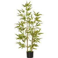 Plante artificielle d'interieur 120 cm en pot avec 336 feuilles bambou artificiel realiste pour interieur et exterieur