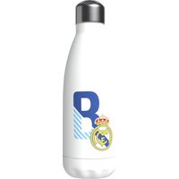 CYPBRANDS B-12B-RM, Real Madrid-Bottiglia d'Acqua in Acciaio Inox, Chiusura ermetica, con Motivo Lettera B in Blu, 550 ml, Colore: Bianco, Prodotto Ufficiale (CyP Brands) Unisex, Multicolour, Standard