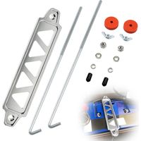 Applicable Battery Hold Down Bracket, Aluminum Alloy Battery Tie Down Bracket, Battery Tray for Car Battery Mount Bracket Hold Lock Accessories, Car Battery Lock Down - with 10 inches J bolts (Silver)