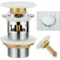 Ablaufgarnitur - Mit Überlauf - Messing - Keramik - Click Clack - Für Waschbecken - G1¼ - 1 Stück