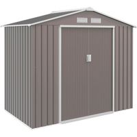 Cabane de jardin 213x130x185 cm Cobertizo Metálico de Outside para Almacenamiento de Herramientas gris