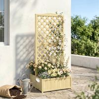 Bac de jardin pliable en bois naturel avec treillis carré, double bac pour plantes grimpantes, 73 x 70 x 170 cm.
