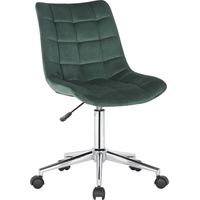 Silla de oficina de terciopelo verde con ruedas diseño moderno regulable en altura BUR10597