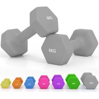 SPORTNOW juego de mancuernas hexagonales de metal, 2 x 6 kg, recubiertas en plástico, con mangos antideslizantes para entrenamiento en casa, gimnasio