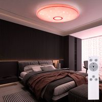 Deckenleuchte Smart LED dimmbar Deckenlampe Farbwechsel App Deckenlampe mit Sprachsteuerung per App, Farbwechsel, Chromring, 1x 30 W 2250lm 3000-6000K, DxH 68x9 cm