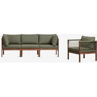 Set da giardino con divano modulare a 3 pezzi con braccioli e poltrona in legno di acacia Branson SKLUM
