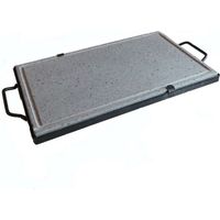Koem bistecchiera con telaio e manici 25x30 cm in pietra naturale ollare spessore 2 cm lavica barbecue griglia made in italy Naturale 25x30 cm