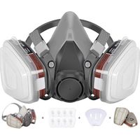 Demi-masque réutilisable - Respirateur demi-masque 6200, pour peinture, poussière et formaldéhyde, ponçage, polissage, pulvérisation, poussière et produits chimiques