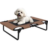 Erhöhtes Hundebett klappbar Haustierbett, Outdoor Hundeliege mit Netzdesign Kaffee Oxford 75 x 51 x 18 cm