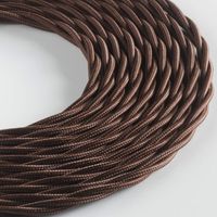 Klartext - Cavo tessile trecciato LUMIÈRE per illuminazione, 3x0,75mm, Marrone, 3mt.Attenzione: cavo terra incluso Massima sicurezza anti scossa