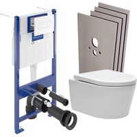 Pack WC Vorwandelement + SAT-WC spülrandlos + Soft-Close WC-Deckel + Weiße Platte + Verkleidungsset
