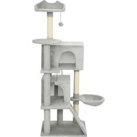 Rascador para Gatos 140 cm con Plataformas Cama, 2 Cuevas, Hamaca, Escalera, Postes Sisal Gris Claro