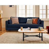 Anna - 3-sitzer einzelsofa schlaffunktion mit tasche aus strukturiertem samt - blau
