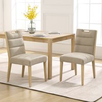 Wahson Sillas de comedor Juego de 2, Chenilla Sillas tapizadas con Estructura de Madera, Silla de cocina sin brazos, Silla auxiliar con respaldo largo, Beige