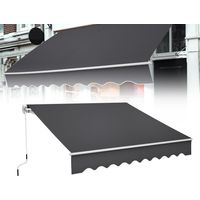 Froadp Toldo de brazo articulado de aluminio Toldo Protección solar Cubierta Toldo de abrazadera Impermeable Anti-UV Vela solar Protección visual para balcón terraza (400x300cm, Gris oscuro)