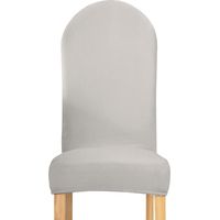 Housse de chaise à dossier arrondi en velours gris clair