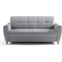 Canapé convertible 3 places MAD IN ITALY SKY gris clair tissu accoudoirs, matelas 14 cm, couchage 140 x 190 cm