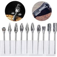 Lot de 10 fraises rotatives en carbure de tungstne avec tte de meulage pour outils rotatifs Dremel, forage et polissage du mtal