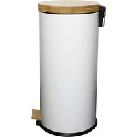 Kitchen Move – Poubelle à pédale 30L en acier inoxydable et bois – Anti-trace de doigts – Facile à nettoyer – Poignée de transport solide