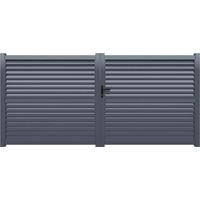 Portail ALU Arles persienné largeur 3m00 ou 3m50 - Ht 1m70 - Gris