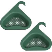Escurridor de esquina triangular para fregadero, marca Ciwer, para residuos de alimentos de cocina, de vidrio verde, juego de 2 unidades.