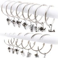 25 Stück Gardinenringe mit Clips, dekorative Metall-Fenstergardinenclips mit stabilem Clip, rostfrei, leicht zu öffnen und zu schließen, 50 mm Innendurchmesser, silberfarben