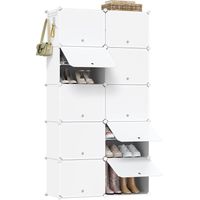 WOLTU Zapatero modular de 10 compartimentos, zapatero móvil para 40 pares, ahorra espacio, blanco