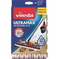 Vileda Ultramax Turbo Pack de 2 Recambios de Microfibra Rojo Blanco