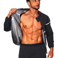 Sauna Suit - Sweat Jacket Long Sleeve with Zipper - Windproof Thermal Workout Top for Gym Outdoor Fitness - 1 Piece