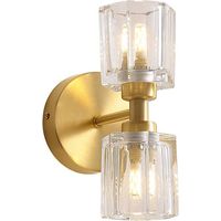 Two-head glass wall sconce, up and down lighting wall sconce, copper chandelier wall sconces, postmodern bedside wall sconces