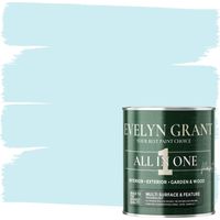 EVELYN GRANT All-IN-ONE Paint & Primer - Multi-Surface Paint For Interior Walls, Outdoor Garden & Exterior Walls, Wood Furniture - High Durability Multi-Feature - Baby Blue - 2.5L - Matt