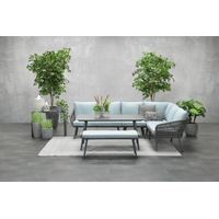 Garden Impressions Exklusives Aluminium-Rope-Lounge Set "Miriam" inkl. Tisch, Bank und Kissen, grau, hellblau, rechts