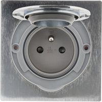 Zenitech – Prise de sol 16A 2P+T aluminium brossé – IP55 étanche – Clapet de protection aimanté – Installation dans espaces variés