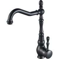 Rubinetto per lavabo in ottone nero - Miscelatore girevole retrò ad arco alto per cucina/bagno