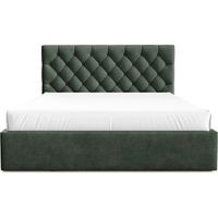 EMILE - Lit coffre tissu velours 140x200cm - Vert