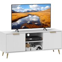 Mueble de TV con 2 Compartimentos Abiertos y 2 Puertas Mueble para Televisión de 55 Pulgadas 120x35x48 cm Blanco