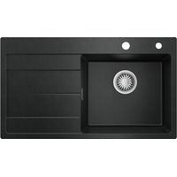 Sofetiy Max Fregadero de granito de 78 x 45 cm, bajo encimera con sifón, tapón y rebosadero, para cocina