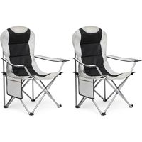 Lot de 2 chaises de camping pliantes – Tissu Oxford imperméable – Cadre acier 120 kg – Sac de transport inclus – Gris clair – Intimate Wm Heart