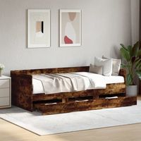 Daybed with Drawers without Mattress Smoked Oak 100x200 cm vidaXL