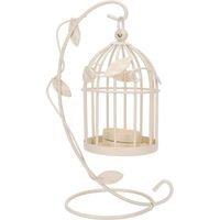Chandelier à Cage à Oiseaux Decorative, Bougeoir en Fer Vintage pour Décoration de Table Mariage(Blanc)-Fei Yu