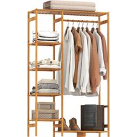 Perchero de Pie de Bambú Perchero para Ropa con Estantes de Almacenamiento y Varilla Colgante 90x30x145 cm Natural
